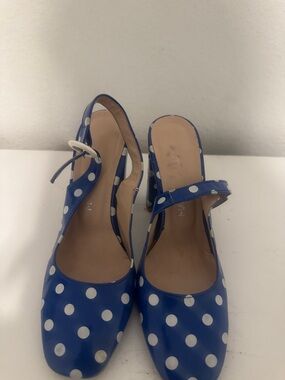 Made in Italy Blue Polka Dot Slingback Pumps - Women